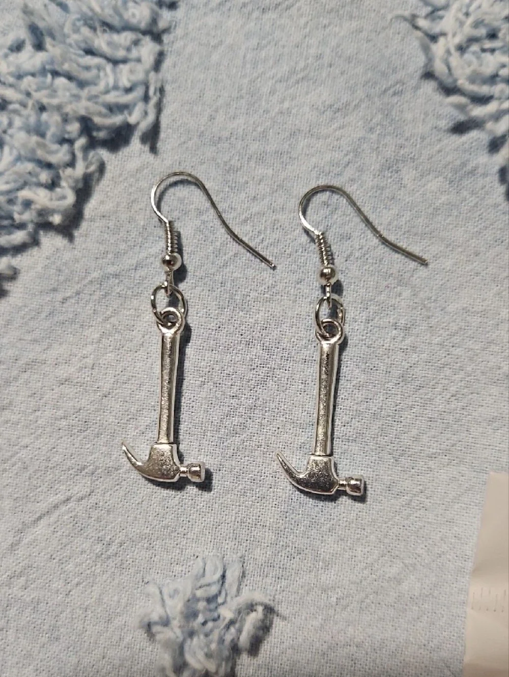 Silver Tone Hammer Earrings